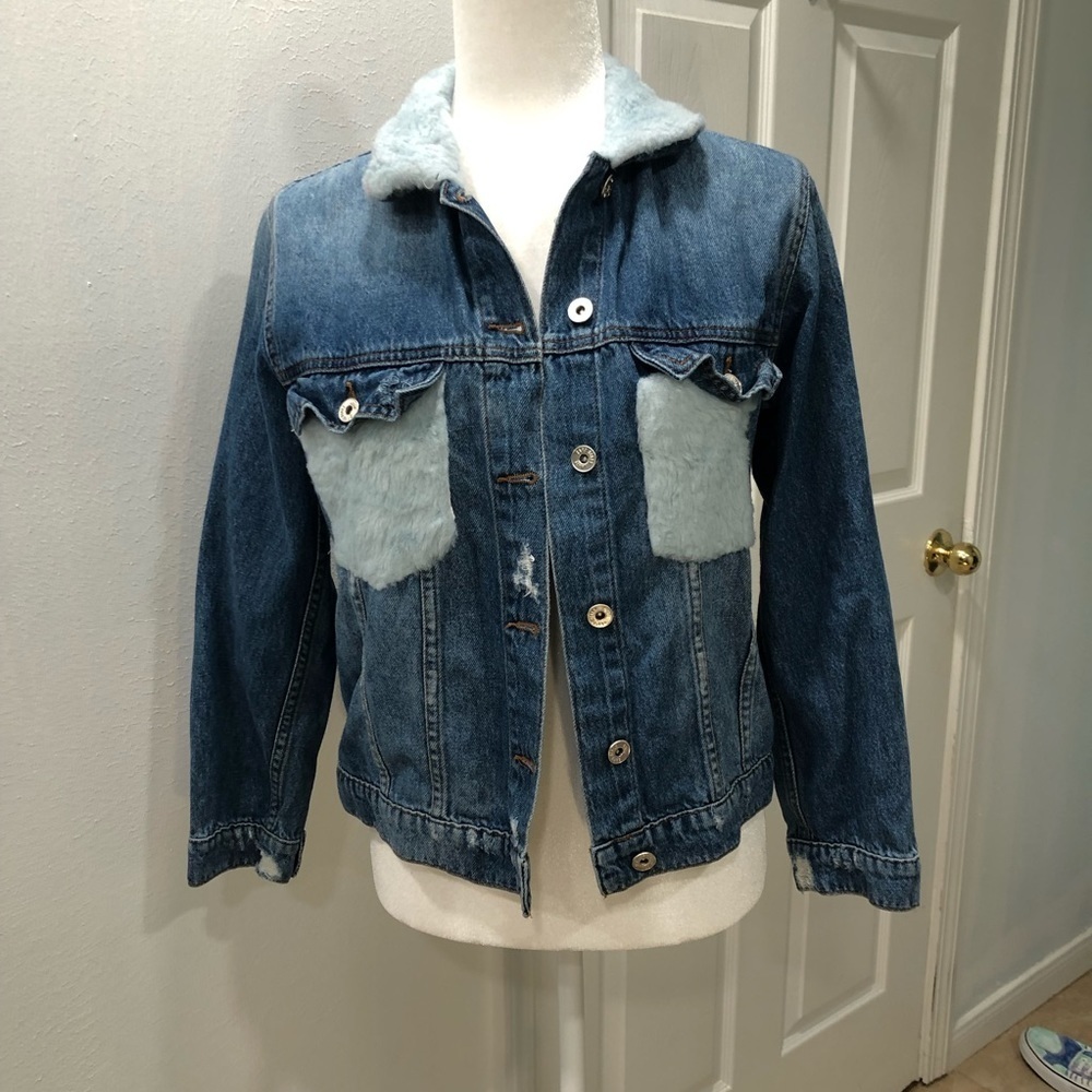 Zara girl jean distressed jacket